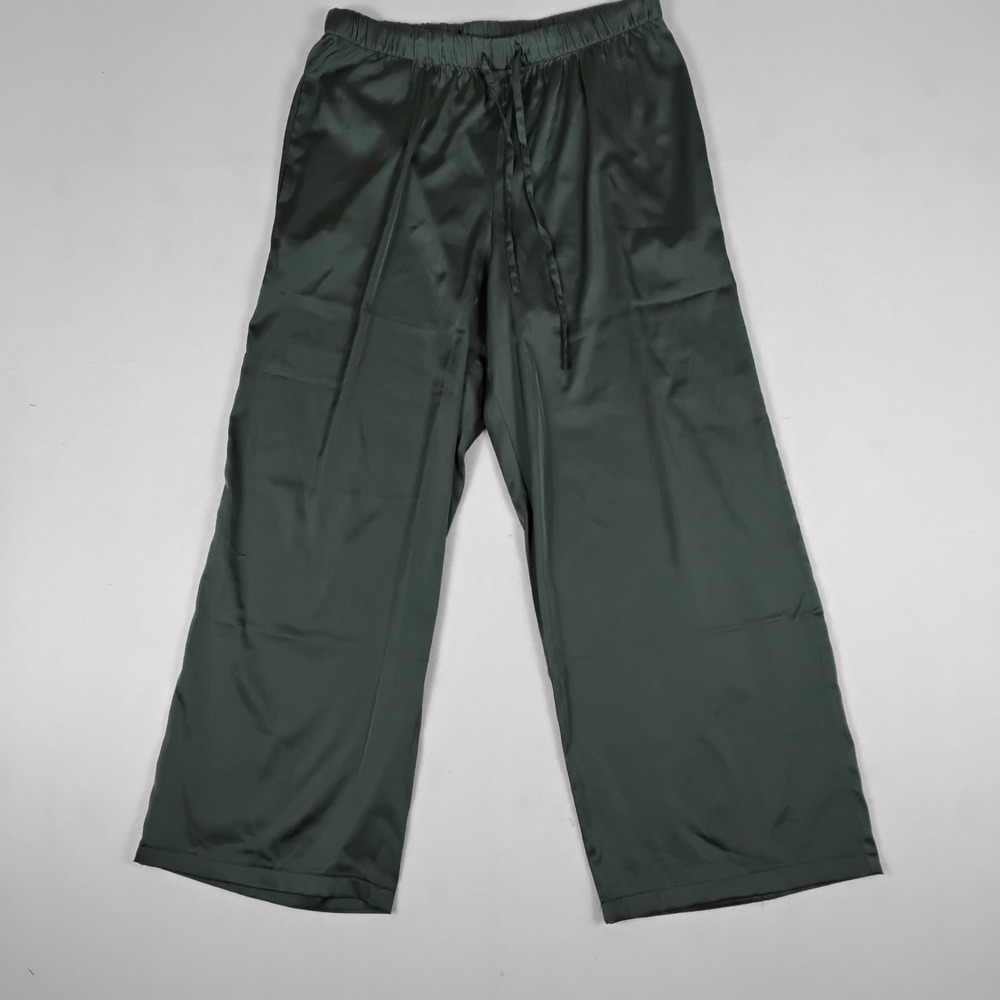 Women's Sage Green Knit Wide Leg Sweater Pants Ribbed Waist Cozy Lounge
